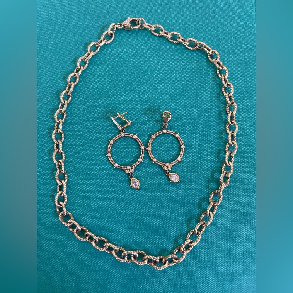 Judith Ripka Gold chain and earrings.